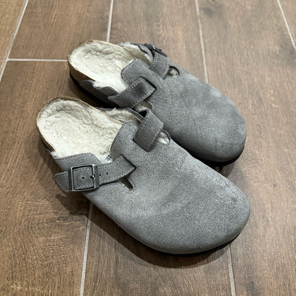 Birkenstock Gray Suede Mules